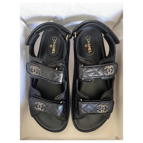 chanel dad sandals leather mules|chanel velcro sandals 2020 price.